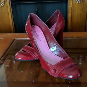 Patten leather heels